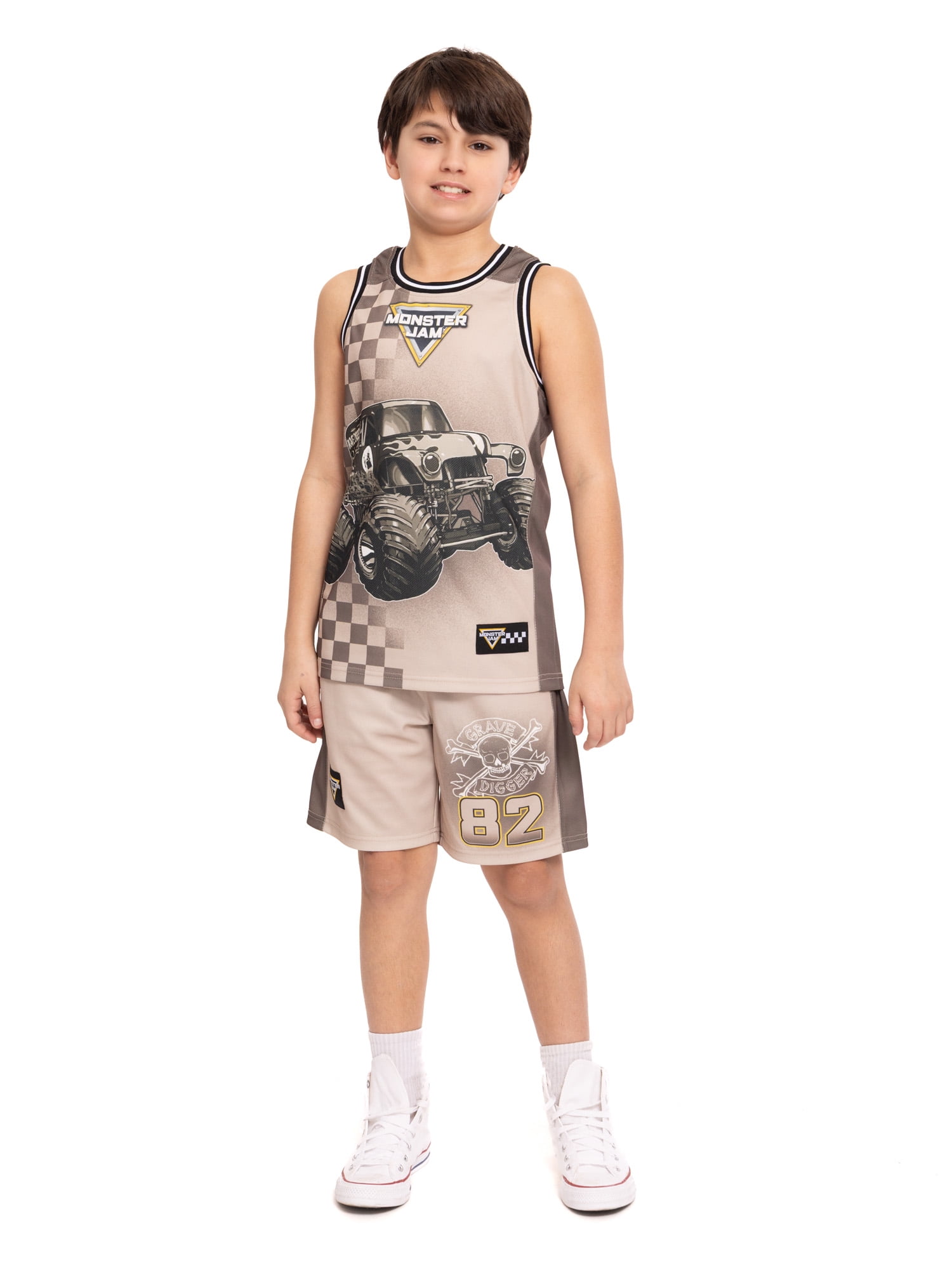 Monster Jam Boys Basketball Jersey and Shorts Set, 2-Piece, Sizes 4-12