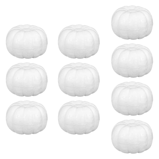 10 calabazas de espuma blanca para decoración, adorno para pintar, regalo para niños, artificiales, falsas. 10 centímetros