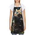thumbnail image 2 of Naloa 1Pack Adjustable Bib Apron Waterdrop Resistant Cooking Kitchen Aprons for Women Men Chef, Realistic Style Cute Cat Print, 2 of 5