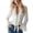 White, variant on Womens French Elegant Ruffled Solid Color V Neck Puff Sleeve Blouse Shirt L