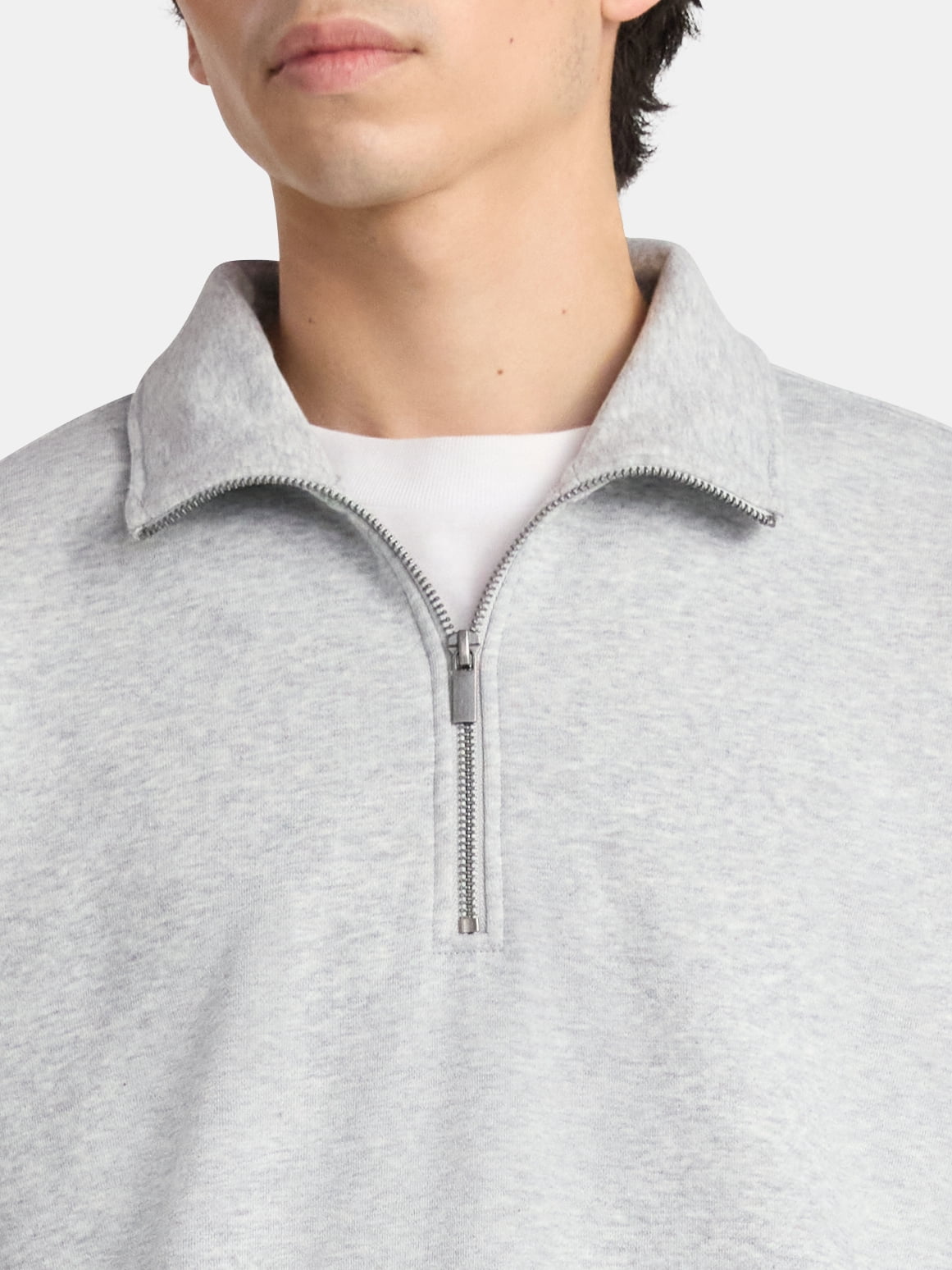 No Boundaries Oversized Quarter Zip Pullover with Long Sleeves, Men's & Big Men's
