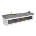 thumbnail image 4 of Amazon 84" White Wood Floating Vanity with Gray Top and Gold Trim, 4 of 10