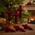 thumbnail image 5 of 6 Pcs Burgundy Velvet Christmas Tree Ornaments,Irregular Shapes Vintage Finish Hanging Ornament for Xmas Tree Fireplace Window Door,Holiday Party Decor, 5 of 7