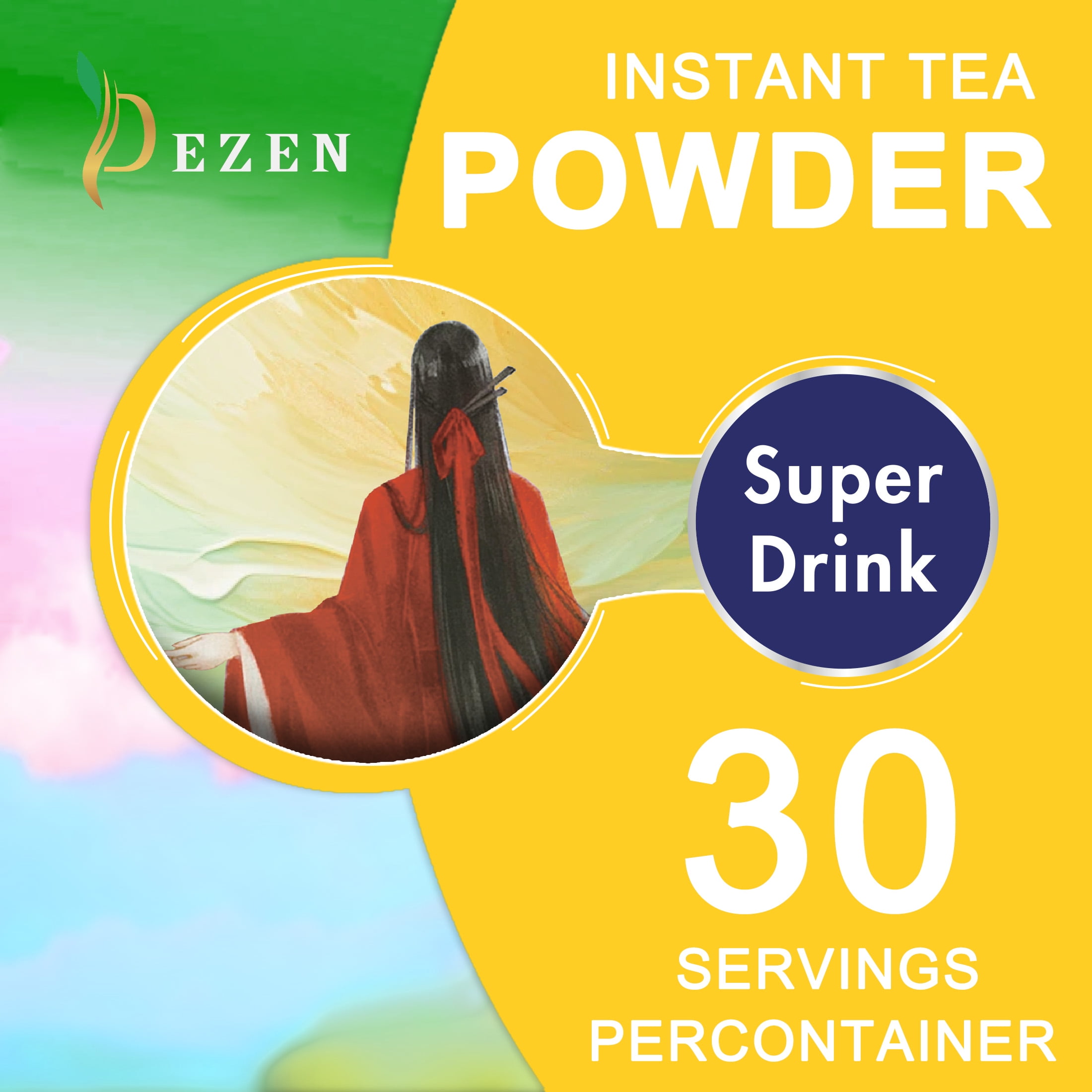 DEZEN Combo Pack Calm Magnesium Powder Drink Mix + Yerba Mate Instant Tea Powder