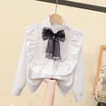 thumbnail image 5 of Bixock Toddler Girls Button Down Shirts Kids Graphic Dress Shirts Crew Neck Long Sleeve Lapel Collar Casual Tops for Girls Fall Outfits, 5 of 7