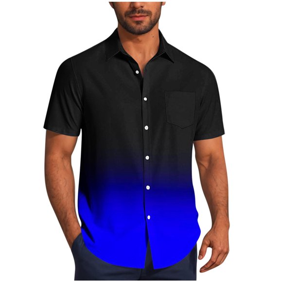 Mens Shirts Sale Clearance! Men's Hawaiian Shirts Short Sleeve Beach Tropical Button-Down Shirt for Men