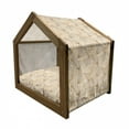thumbnail image 2 of Earth Tones Pet House, Autumn Leaves Harvest Seasonal Faded Deciduous Trees Fall Pattern, Outdoor & Indoor Portable Dog Kennel with Pillow and Cover, 5 Sizes, Brown Pale Brown Beige, by Ambesonne, 2 of 5