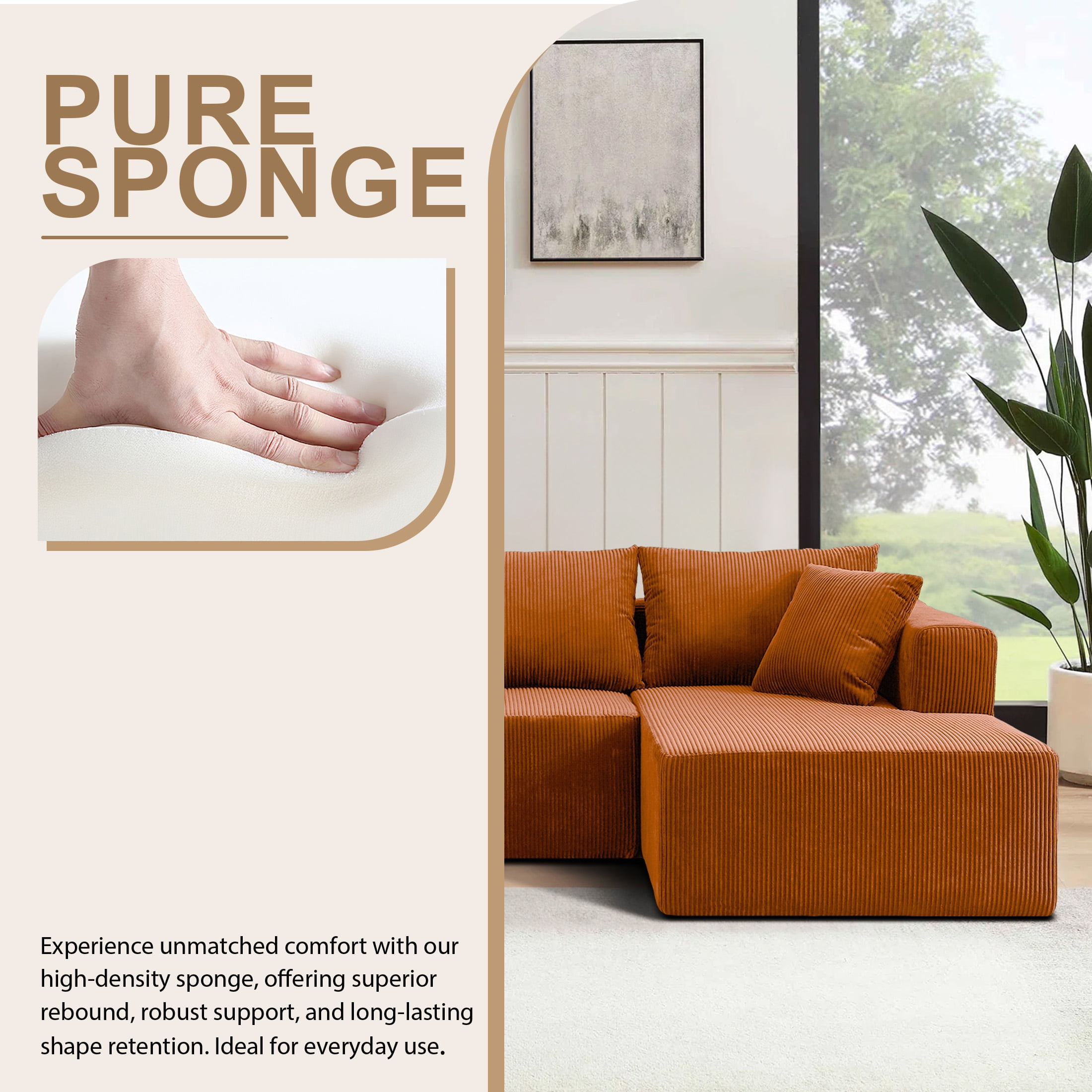 AENKYO 104'' Modular L-Shape Sectional Sofa with Chaise