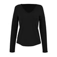 thumbnail image 1 of Playera George para Mujer, Escote V Profundo Manga Larga Negro Talla M, 1 of 4