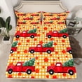 thumbnail image 2 of Castle Fairy Red Truck Full Size Sheets 4-Piece for Children Teens,Geometric Plaid Breathable Bed Sheets,Happy Xmas Christmas Lightweight Sheet Sets,Super Cozy Room Decor, 2 of 7