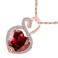 thumbnail image 3 of Women's 4.0 Ct Heart Shape Garnet Pendant in 10k Rose Gold with 18k Gold Plated Over 925 Sterling Silver Box Chain, 3 of 5