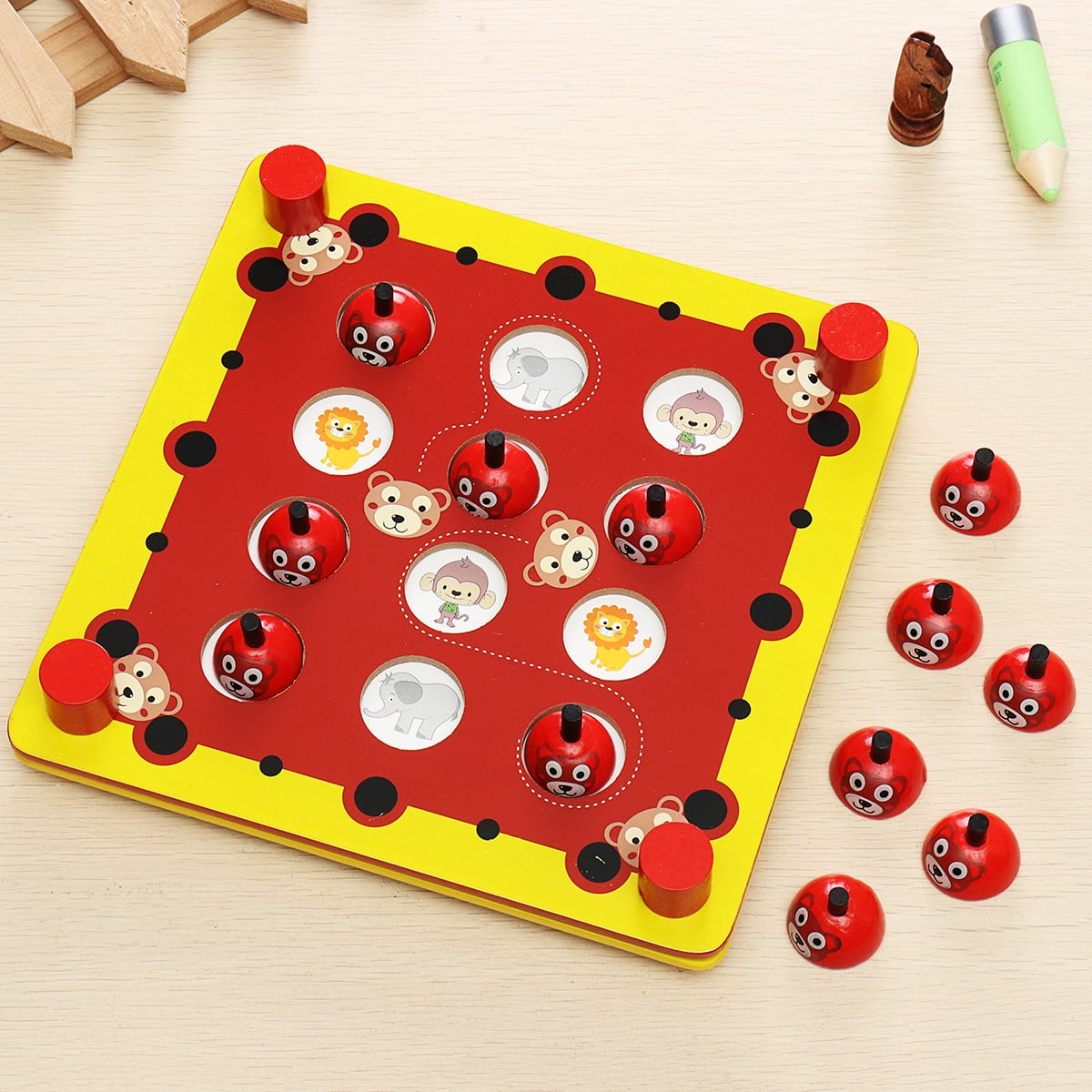Kids Wood Memory Chess Game Educational Toy Memory Board Travel Games