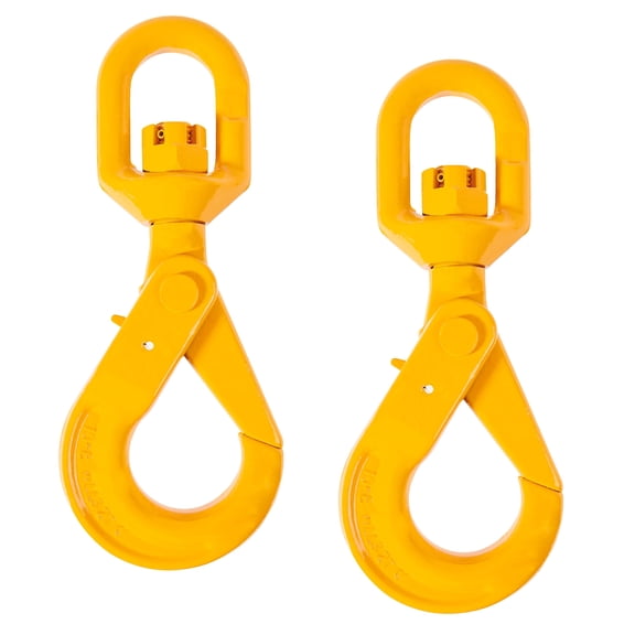 3/8'' Self Locking Swivel Hook Grade 80, WLL 7100 LBS (2 Pack)