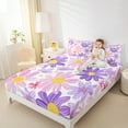 thumbnail image 4 of jejeloiu Graffiti Daisy Flower Twin Sheet Sets,Cartoon Plant Floral Twin Fitted Sheet,Purple Pink White Flat Sheet For Teens,Microfiber Room Decorative,3-Piece, 4 of 7
