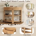 thumbnail image 3 of Aukfa 37" Fluted Half Moon Console Table with Drawer & Open Shelves, Entryway Accent Table for Living Room Hallway, Natural, 3 of 8