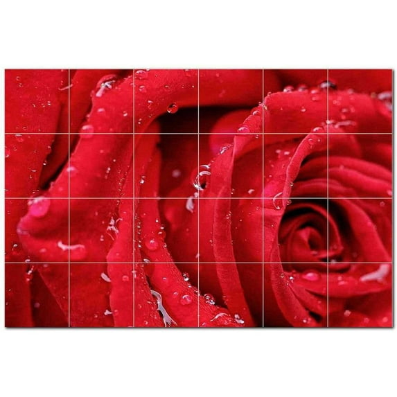 Flowers Ceramic Tile Mural Kitchen Backsplash Bathroom Shower, 402308-XL64