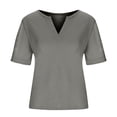 thumbnail image 3 of YYDGH Womens Short Sleeve V Neck Ribbed T Shirts Loose Fit Summer Casual Knit Tunic Dressy Tops Gray XXL, 3 of 5