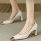 thumbnail image 1 of Zapatos de tacón medio para mujer, zapatos de tacón alto con punta de hierro, zapatos de tacón alto sexis a la moda, zapatos de vestir para mujer, zapatos de marca de lujo de nuevo diseño para mujer Gao Jinjia LED, 1 of 2