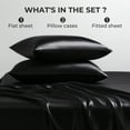 thumbnail image 5 of TURKIO Satin Sheets Queen Silk Sheets Black Bed Sheet Set,4 Pieces 1800 Microfiber 2 Pillowcase 20"x30", 5 of 7