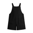 thumbnail image 6 of APEXFWDT Women's Summer Linen Cotton Short Jumpsuits Sleeveless Loose Wide Leg Overall Shorts Romper with Pockets,S,Black, 6 of 8