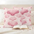thumbnail image 3 of Pink Coastal Outdoor Waterproof Pillow Covers, Shell Summer Beach Nautical Seaside Decorative Square Throw Pillowcase Sofa Cushion Sham for Patio/Couch/Chair, 18"x18" 2 Pack, 3 of 8