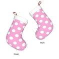 thumbnail image 3 of Daiia Pink And White Polka Dot Print Christmas Stocking，18"Large Knitted Xmas Stocking for Kids, Family Stocking for Fireplace Christmas Holiday Party Decoration, 3 of 7