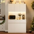thumbnail image 7 of Huisuilinss Tall Kitchen Pantry Storage Cabinet,Freestanding Kitchen Hutch With Charging Station Microwave Countertop And LED Lights,Food Pantry With Storage Drawers Doors And Adjustable Shelves, 7 of 7
