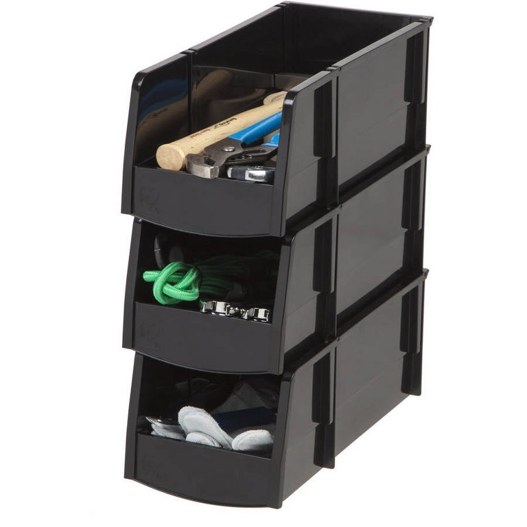 IRIS 18.1-in W x 6.3-in H x 28.5-in D Dark Gray Plastic Stackable Bin in  the Storage Bins & Baskets department at