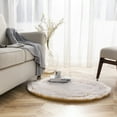 thumbnail image 3 of Deluxe Ultra Soft Faux Sheepskin Fur Series Fluffy Decorative Indoor Shag Area Rug, 3 x 3 Feet Round, Yellow and White, 1 Pack, 3 of 5