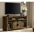 thumbnail image 2 of WAMPAT Farmhouse TV Stand for 65 Inch TV, Walnut Brown Entertainment Center with Sliding Barn Doors and Mesh Doors, Tall Media Console with Open Storage Space for Living Room, 59x15.4x31, 2 of 7