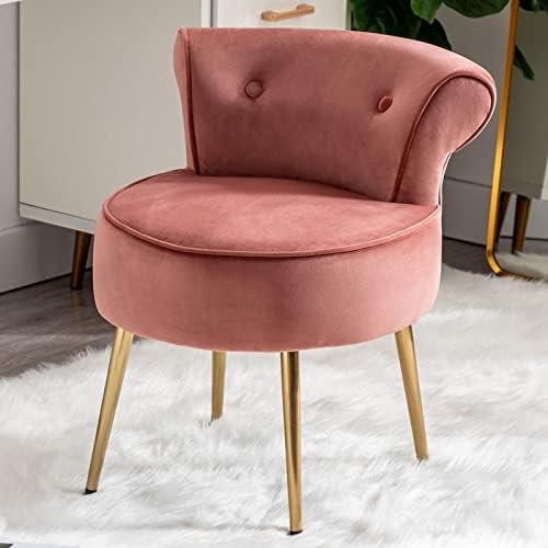 Velvet Vanity Makeup Accent Chairs Upholstered Foot Stool Tufted for Women  Girl