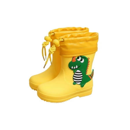 

Rotosw Children Garden Shoes Removable Lining Rain Boot Wide Calf Waterproof Booties Non-slip Slip Resistant Rainboot Walking Breathable Mid-Calf Boots Plush Lined Yellow 8C