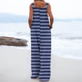 thumbnail image 4 of BLVB Women Overalls Sleeveless Striped Jumpsuits Wide Leg Bib Pants Rompers Summer Beach Outfits with Pockets, 4 of 7