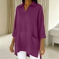 thumbnail image 4 of Bixock Women's Maternity Tops Long Sleeve Shirts V Neck Cotton Linen Loose Pregnant Casual Blouse with Pockets Soft Breathable Daily Wear Maternity Clothings, 4 of 7