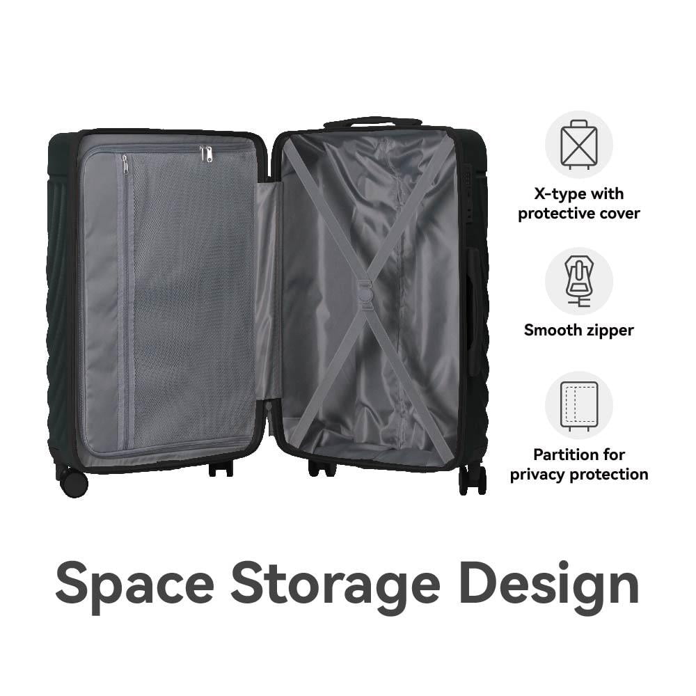Lisonu 3-Piece Hardshell Luggage Set, Dark Green ABS Suitcases with Spinner Wheels & TSA Lock, Lightweight Durable Travel Set (20/24/28)