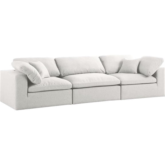 Meridian Furniture Serene Cream Durable Linen Fabric Deluxe Modular Sofa