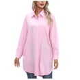 thumbnail image 1 of aidice Shirts for Women Casual Lapel Neck Long Sleeve Button up Blouses Fall Solid Color Tops Pockets, 1 of 8