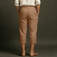 thumbnail image 4 of longantii Mens Shorts Mens High Waist Linen Pleated Capri Pants Formal Casual Rolled Cuff Shorts for Summer Baggy Business Work Pants Camel S, 4 of 4