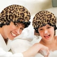 thumbnail image 6 of Shower Caps,Yellow and Brown Of Leopard Print Waterproof Shower Cap for Women 4 Pieces,Double Reusable Hair Cover for Shower PEVA Elastic Stretch Hem, 6 of 7