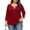 Red, variant on Vivianyo HD Women's V Neck Tunic Shirt, Curved Hem Three Quarter Sleeve Solid Top for Women, Fall Stretch Casual Shirt for Shopping Trips and Daily Errands, Sizes L-5XL