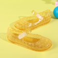 thumbnail image 6 of WAYUTE Girls' Sandals Glitter Closed Toe Flat Soft Sole Hook and Loop Jelly Princess Shoes for Toddler Kids Cute Versatile Sandals,Gold,4.5 Y-5 Y, 6 of 7