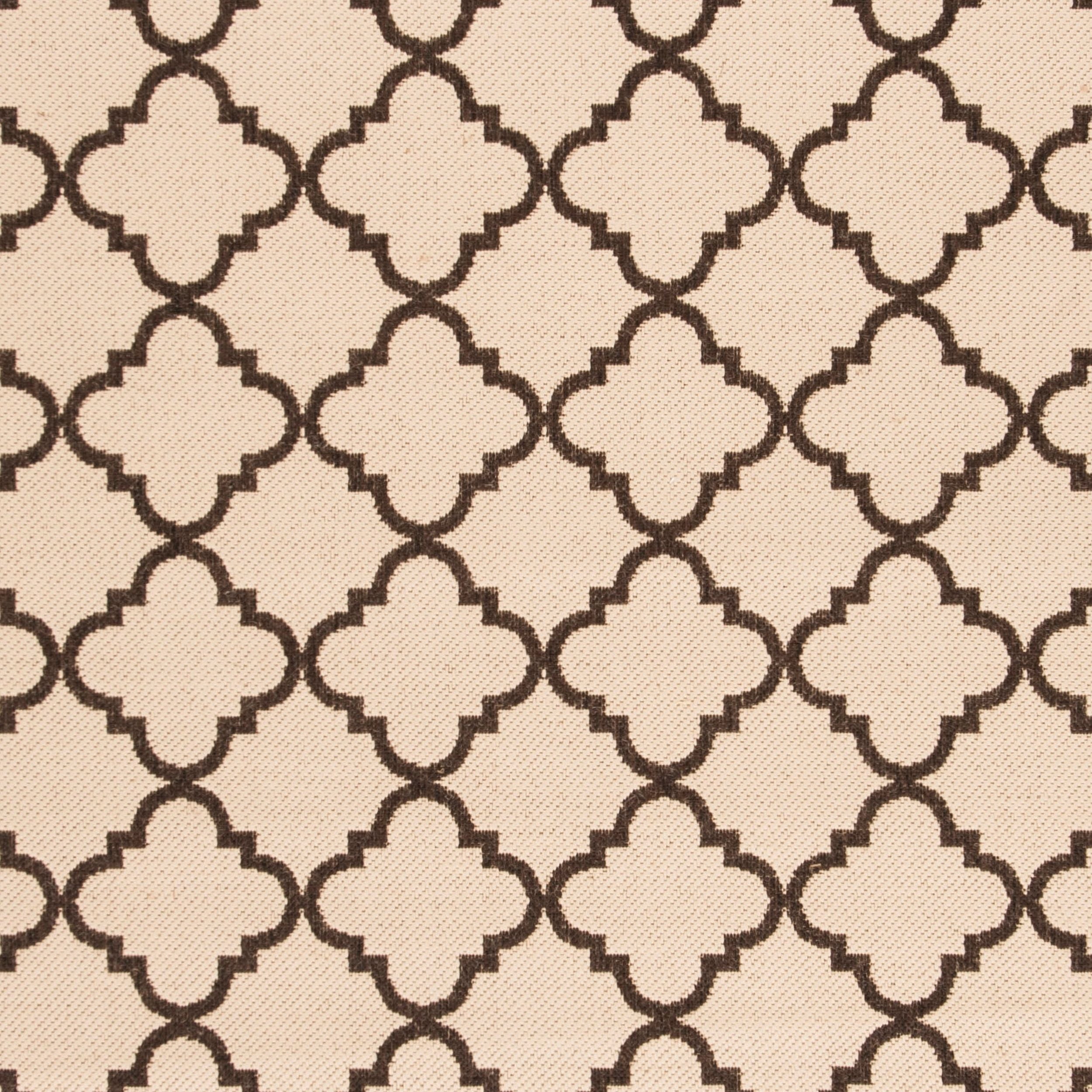 SAFAVIEH Beach House Richard Geometric Indoor/Outdoor Area Rug, Creme/Brown, 6'7" x 6'7" Square