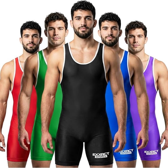 Exxact Sports Men's Wrestling Singlet, High Performance Powerlifting Singlet Wrestling Singlets for Men - (Black, AXS)