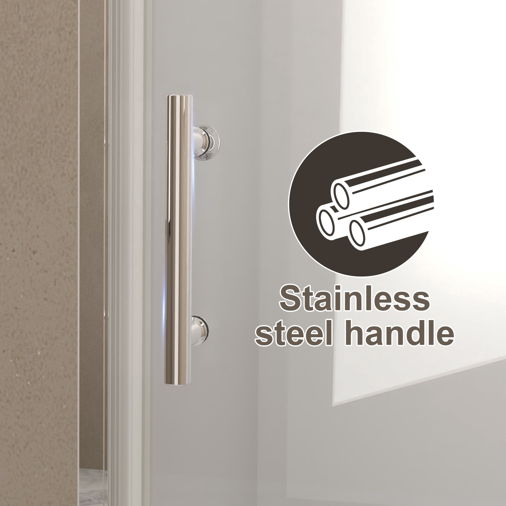Leumius 36-37" x 72" Bifold Shower Door,Half Frame Shower Door,1/4"(6mm) Tempered Glass with Chrome Aluminum Frame