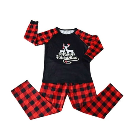 

Christmas Family Holiday Pajamas Matching Set Plaid Christmas Tops Sleepwear Family Matching Winter Holiday Pajamas Outfits Letter Printed Tops and Plaid Pants Jammies Sleepwear Matching Child 6-7T