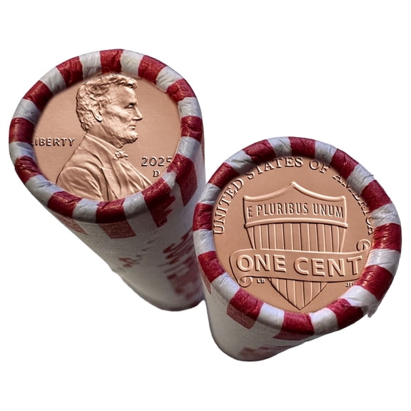 Collectible 2025-D Lincoln Cent Penny Coin Roll, Brilliant Uncirculated, Last U.S. Mint One Cent (Denver Mint)
