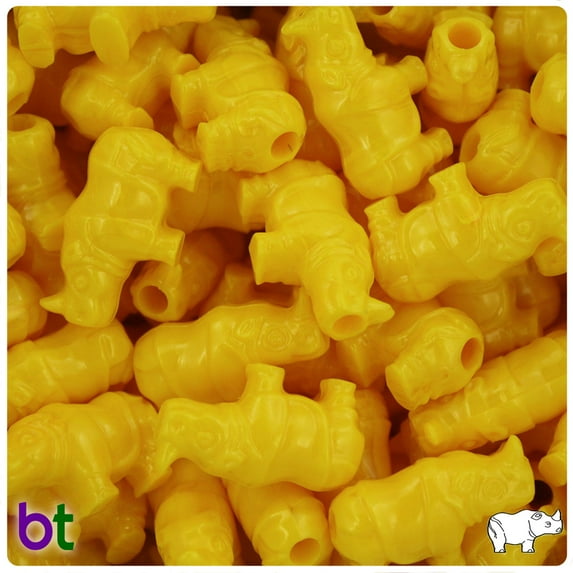 BeadTin Bright Yellow Opaque 25mm Rhino Pony Beads (24pcs)