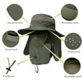 thumbnail image 5 of 2 Pieces Men's Wide Brim Fishing Hat Outdoor UPF 50+ Sun Protection Removable Face and Neck Flap, 5 of 7