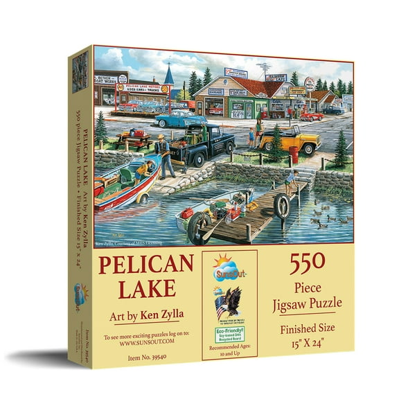 SUNSOUT INC - Pelican Lake - 550 pc Jigsaw Puzzle by Artist: Ken Zylla - Finished Size 15" x 24" - MPN# 39540