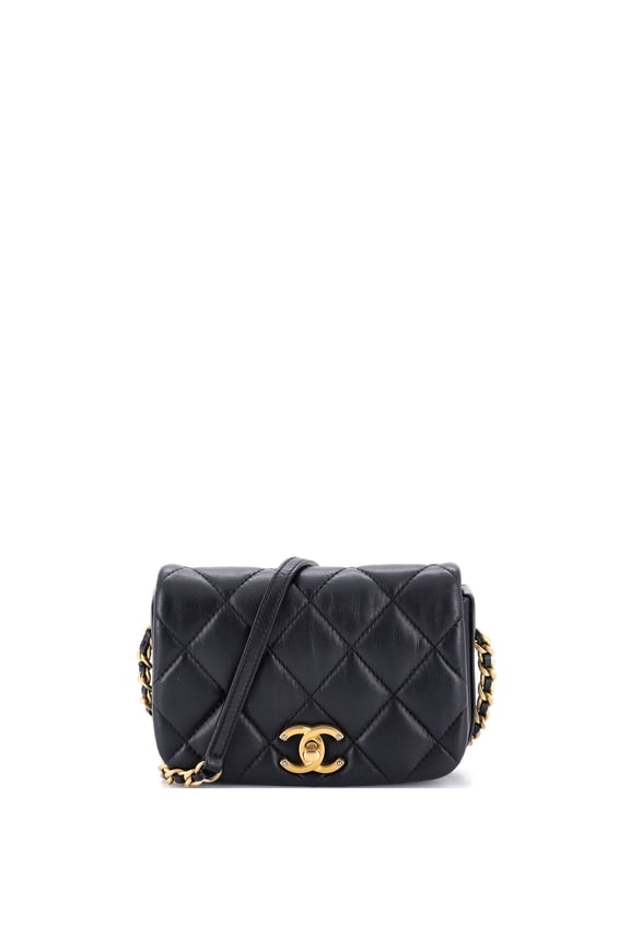 Pre-Owned Nailed CC Full Flap Bag Quilted Calfskin Mini By Rebag